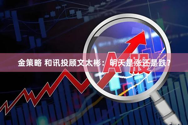 金策略 和讯投顾文太彬：明天是涨还是跌？