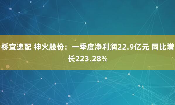 桥宜速配 神火股份：一季度净利润22.9亿元 同比增长223.28%