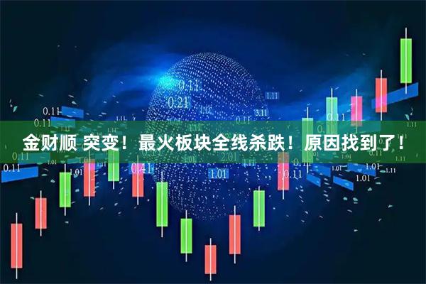 金财顺 突变！最火板块全线杀跌！原因找到了！